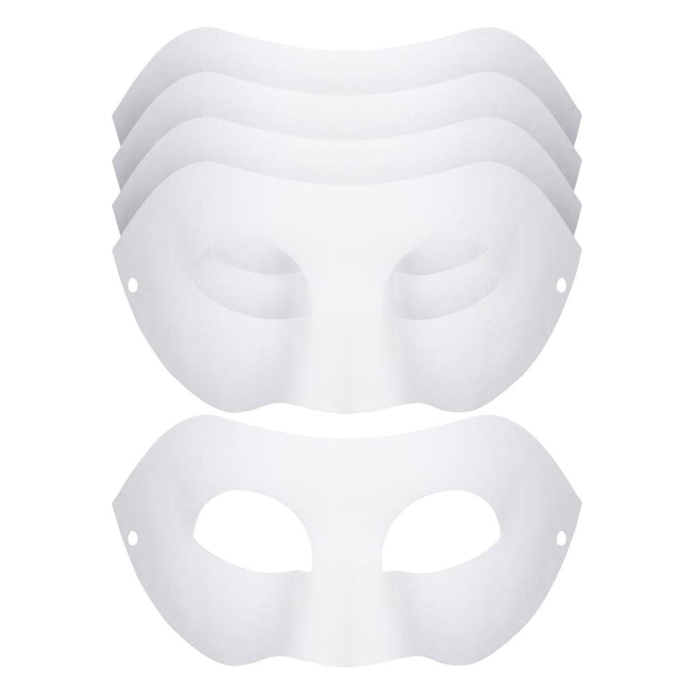 UUYYEO 10 Pcs White Half Face Paper Masks - Masquerade Craft Masks - Paintable & Decorate - Kids & Adults