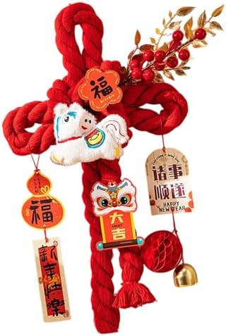 Handcrafted Cotton Thread Chinese Knot Ornament New Year Pendant for Holiday Parties and Gifting Easy Install Cotton Knot Wall Pendant with Hook for Holiday Parties Social