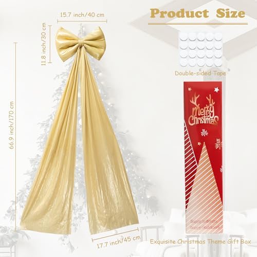 Hismir Christmas Tree Topper Bow，67x16in Extra Large Room Decor Ribbon Bow