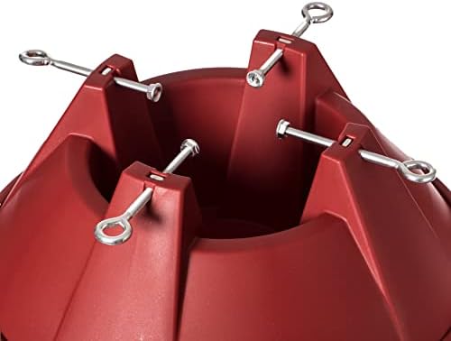 Gardenised Plastic Christmas Tree Stand with Screw Fastener, Red
