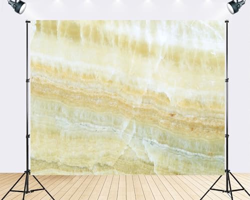 Trykid 6x6ft Yellow White Onyx Marble Backdrop Textured Natural Stone Surface Photography Background Elegant Interior Themed Party Decoration Tapestry Photo Booth Prop Fabric - size: 6x6ft