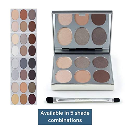 Jerome Alexander New Again Eyeshadow Palette & Brush, 6 Buildable & Blendable Micronized Powder Shades (Basic Choice)