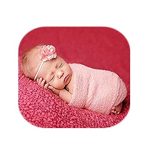 Newborn Photography Props Wrap Stretch Long Ripple Blanket Yarn Baby Photo Props Boy Girl Cloth Fabric Layer - color: Pink