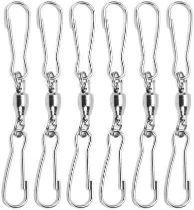 10 Pack Swivel Hook Stainless Steel 360 Rotating Wind Spinner Hooks Dual Clamp Holder for Bird Feeders Wind Chimes Spiral Ornaments Party Hanging Decor (Small Size 3.8x4.8cm)