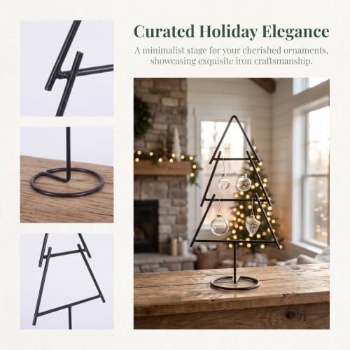 Toddmomy Wrought Iron Ornament 3-Tier Display Christmas Tree for Holiday