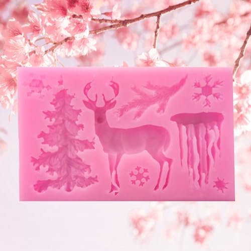 Christmas Silicone Baking DIY Multiple Deco Cake Fond Chocolate Selected Wood These Pend Are Designed for Durability Ensu That They Can Baking Silicone (Pink Christmas Tree Elk