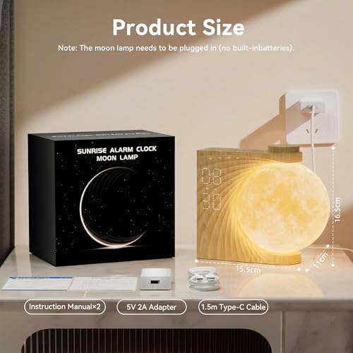 RETEYUNG Rotating Moonlight Sunrise Alarm Clock Sound Machine