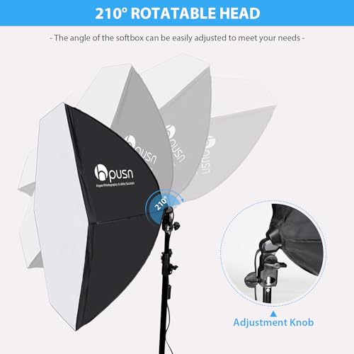 HPUSN Softbox Lighting Kit 2x76x76cm Professional Continuous Studio Photography Photo Studio Equipment with 2pcs E27 Socket 85W 6500K LED Bulbs for Portrait and Product Shooting - size: SB02PRO
