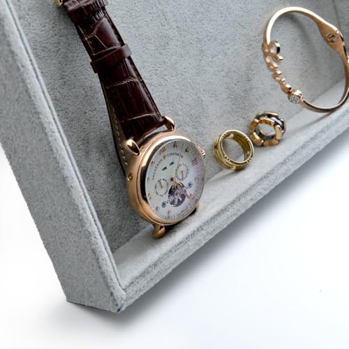 Oirlv Velvet Stackable Jewelry Trays Grids Rings Earrings Bracelet Watch Showcase Display Tray - size: 1 Grid Tray