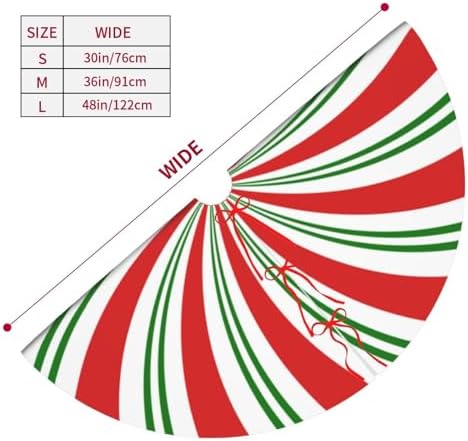 Red and White and Green Candy Cane Lollipop Sugar Swirl 36 Inch Christmas Tree Skirt Round Winter Snow Suitable for Christmas Xmas Halloween Holiday Party Decor Decoration Occasion
