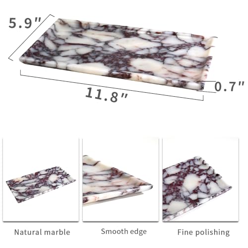 Natural Marble Tray, Coffee Table, Food, Fruit, Paper Cup, Cake Display, Coffee bar, Family Gatherings, Seasonal Holiday Decoration Tray(Viola-rectangle-11 x5 x0.7) - color: Viola-rectangle-11"x5"x0.7"