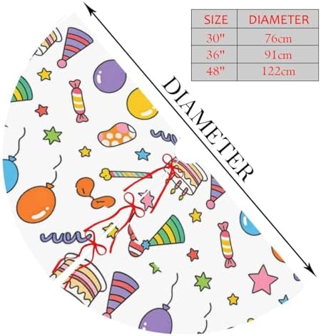 Happy Birthday Christmas Tree Skirts 36", Colorful Cake Balloon Xmas Tree Cloth Mats Trees Skirts for Decor Gift, Home Decoration