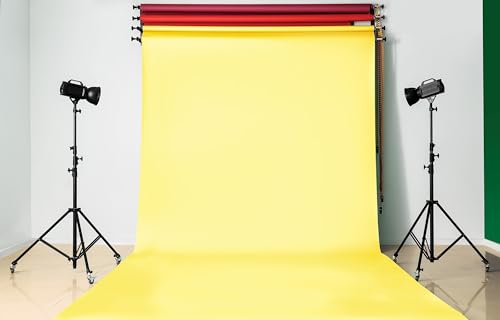 Denny Manufacturing - Seamless Paper Backdrop for Photography, Yellow Seamless Paper Roll - Lemon Yellow (53 in x 36 ft) Includes Free Roll Black Gaffer Tape (2 in x 13 ft) - color: Lemon Yellow, size: 53 in x 36 ft