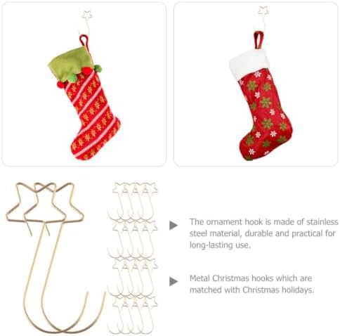 Homoyoyo 100pcs Star Shaped Xmas Ornament Hooks Stainless Steel Hangers