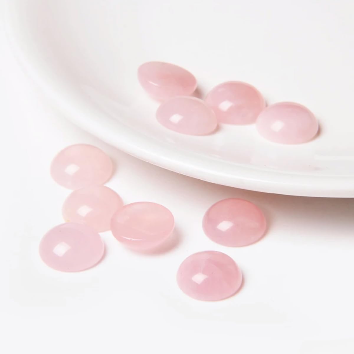 20pcs 16mm Natural Stone No Hole Rose Quartz Semicircle Smooth Cabochons Beads Healing Chakra Crystal Stone Bead for Jewelry Making Rings Earrings Necklace Bracelet DIY Crafts