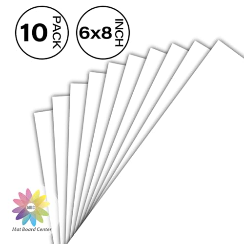 Mat Board Center, 10 Pack 6x8 White Backing Boards, Cardboard for Arts, Prints, Frames, Photos and More - size: 6x8