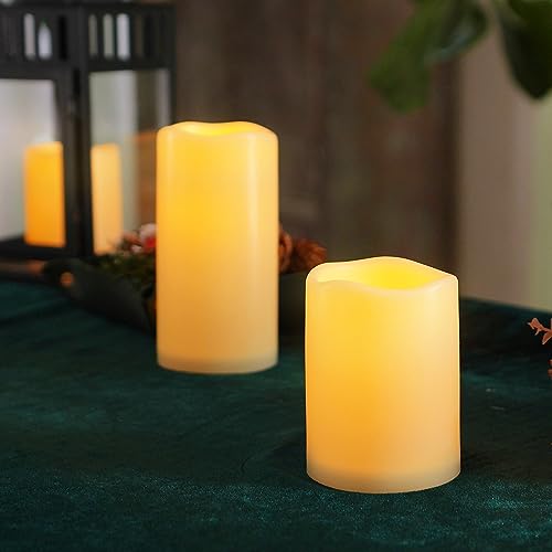 Homemory 9 Pack Flameless Candles, Outdoor Waterproof, Battery Operated LED Pillar Candles with Remote Control and Timer, Plastic, Long Lasting - size: Set of 9