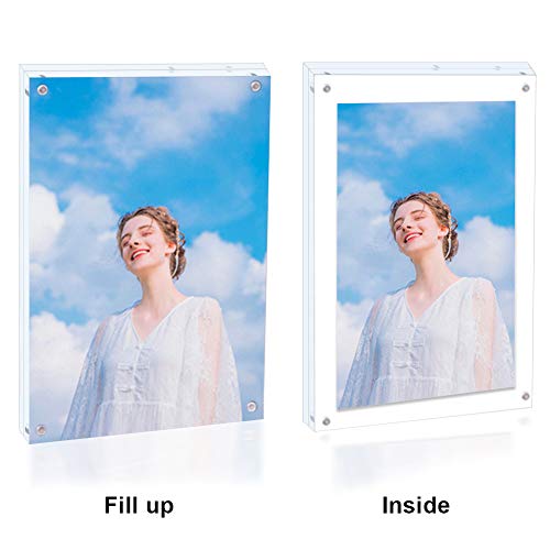 Acrylic Photo Frame 5x7-3 Pack Clear Double Sided Magnetic Picture Frameless Desktop Display with Photo Frame Support Stand Best Gift for Family, Baby, Document Photo Frames- Free Soft Microfiber - size: 5x7"-3