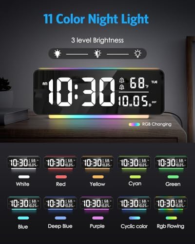 AMIR Digital Alarm Clock, 6.5" Large Display Bedside Clock, Plug-in Clock