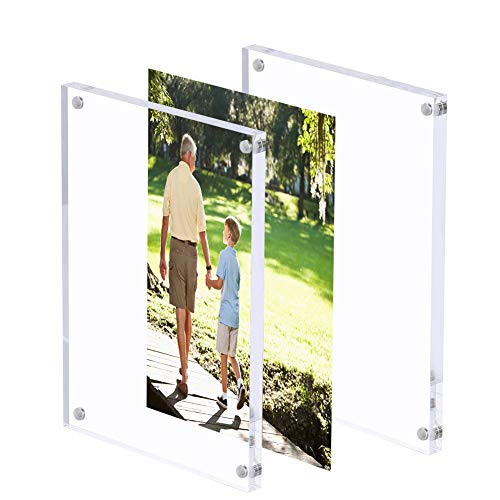 3 Pack 8x10 Acrylic Photo Frame, Clear Double Sided Magnetic Picture Frame 10mm Desktop Display with Stand- Free Soft Microfiber - size: 8x10"-3
