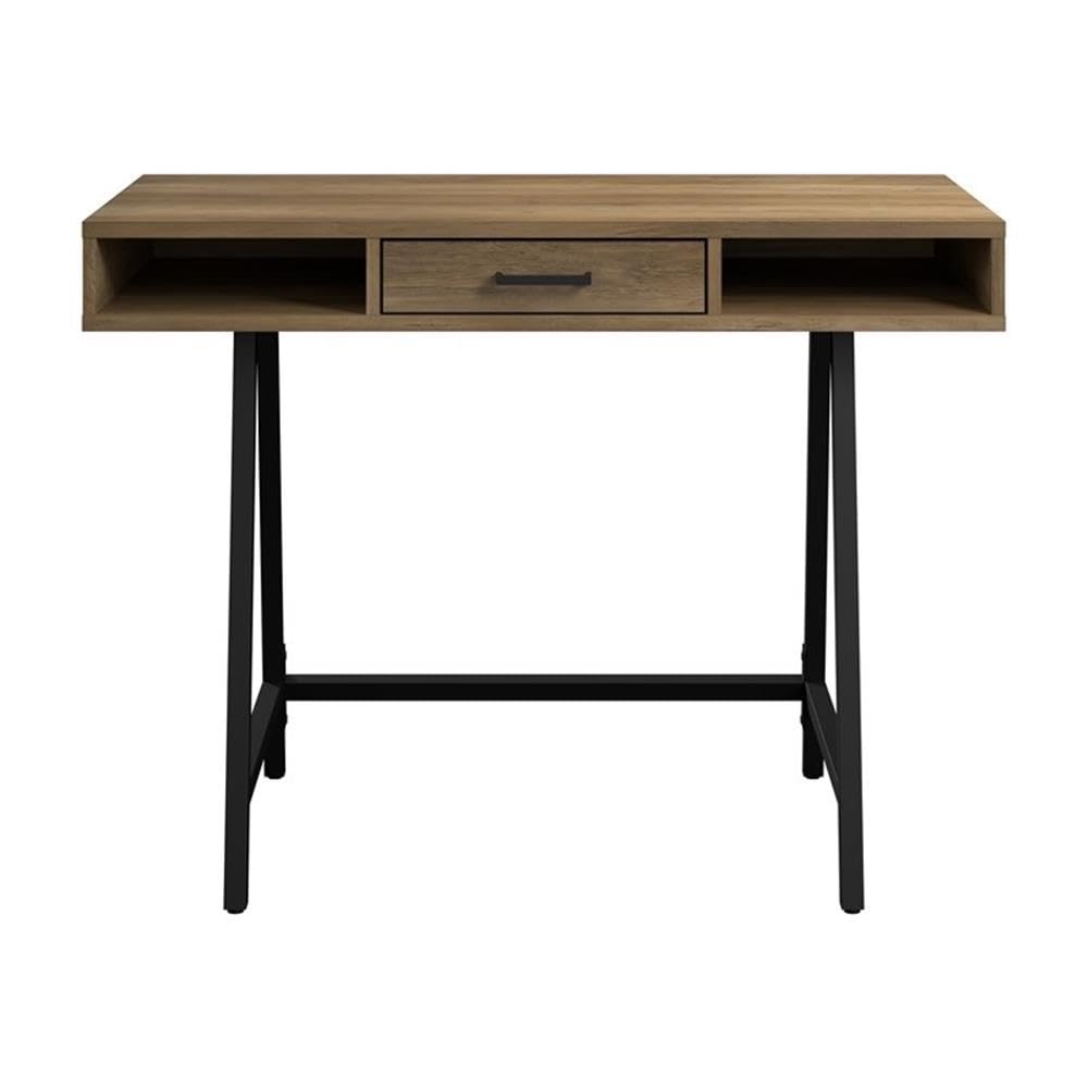 Bush Home Steele 40W Writing Desk in Reclaimed Pine | Compact Computer Table with Storage for Home Office, Study Room, or Entryway