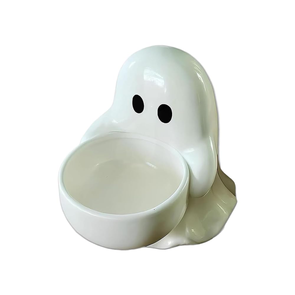 FACIOWN Halloween Ghost Candlestick, Ceramic Tea Light Holder for Scented Candles, Doubles As Candy Dish, Cute Halloween Party Decor.