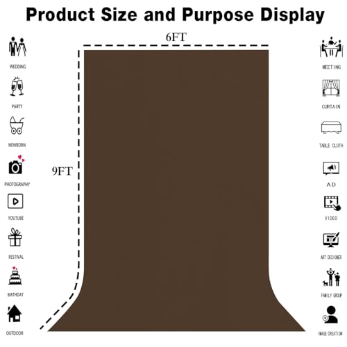 Background 6x9FT Brown Screen Backdrops for Photography,High Density, Wrinkle Resistant, Photo Video Studio Props - color: Brown, size: 6X9ft