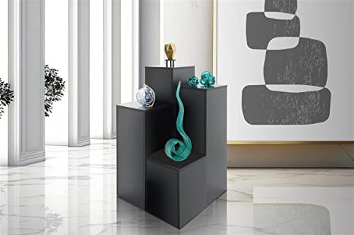 Displays2go Black Retail Display Pedestal with Collapsible Design – Black (WDCUBEBLK1) - color: Black, size: 16"H