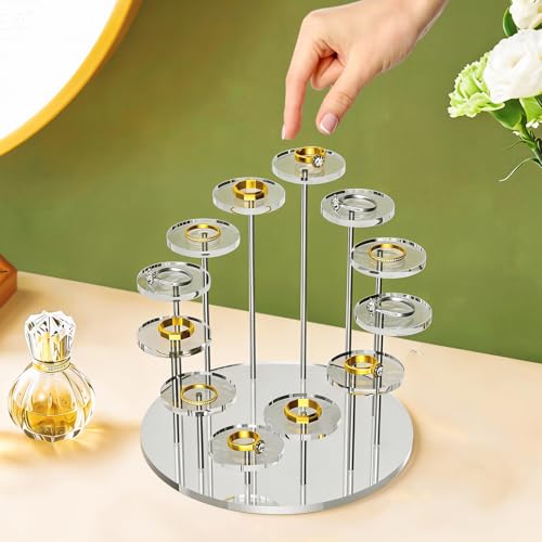 Round Acrylic Display Riser Stands, 12 Tier Jewelry Display Stands for Rings Earrings Mini Figurines 1 Pack(Clear) - color: Clear 12 Tier
