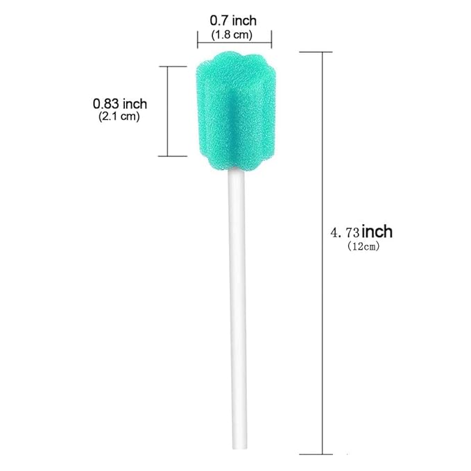Wellgler's Mouth Swabs for Elderly，Disposable Oral Swabs. Green (Bag of 50 swabs)