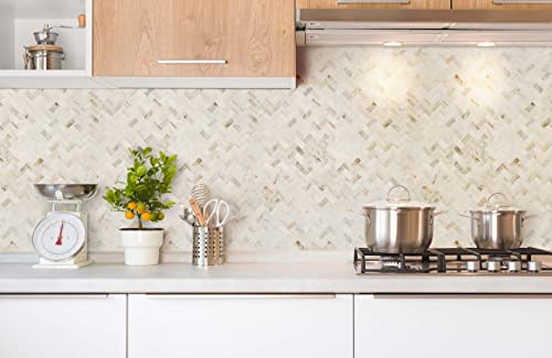 MSI Arabescato Venato White Herringbone Honed Marble Mesh Mounted Mosaic Tile for Bathroom, Kitchen Backsplash, Accent Wall Tile, and Shower Wall Tile - color: Arabescato White, size: SAMPLE