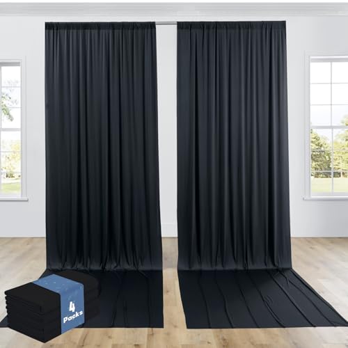 20ftx12ft Black Backdrop Curtain -Wrinkle Free Black Drapes for Birthday Parties, Photography, and Wedding Receptions-4 Panels 5FTx12FT - color: black, size: W5' x H12'(4 panels)