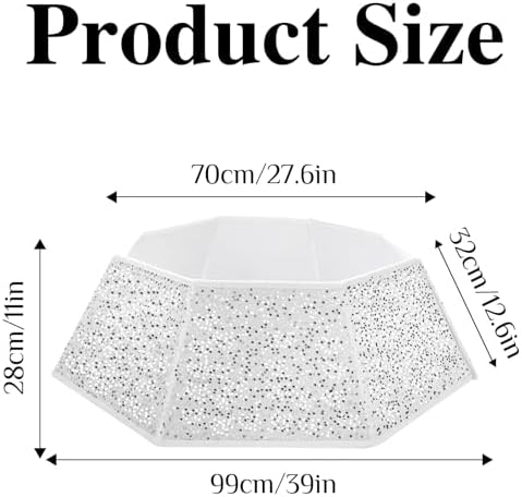 XmasExp Christmas Tree Collar, 39 inch Sequin Tree Skirt Stand Base Cover for Home Decor (White, X-Large)