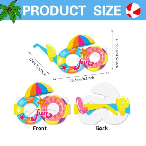 GoodUping 16pcs Hawaiian Leis Party Set with 8 Necklaces and 8 Photo Booth Glasses for Tropical Luau, Summer Beach Birthday, Pool Party Decorations & Favors - size: 16pcs