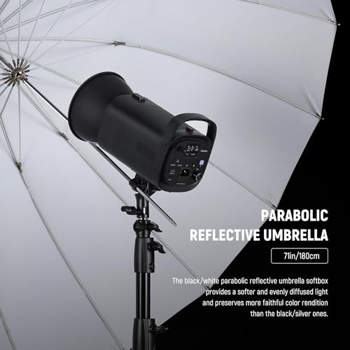NEEWER 71"/180cm Parabolic Reflective Photography Umbrella Softbox with White Inner Diffuser Cover, Cleaning Cloth & Bag, Quick Fold for Camera Studio Tripod Video Light Monolight Flash Lighting, NS4U