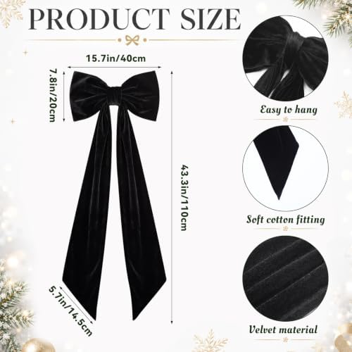 Gejoy 47 x 16 Inch Large Black Halloween Bows Velvet Bow for Front Door