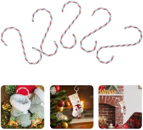 10pcs Christmas Tree Hooks Metal and PVC Decorative Xmas Stocking Hangers for Ornaments and Balls with Easy Installation, Multi-Functional Design for Doors and Windows Holiday