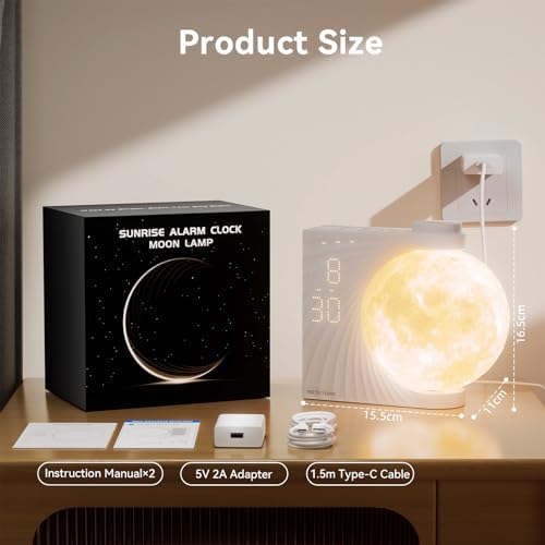 Sunrise Alarm Clocks for Heavy Sleepers Moon Lamp for bedrooms