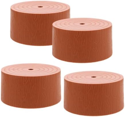 4pcs Mini Christmas Tree Stand Wood Stump Base for Tabletop Display