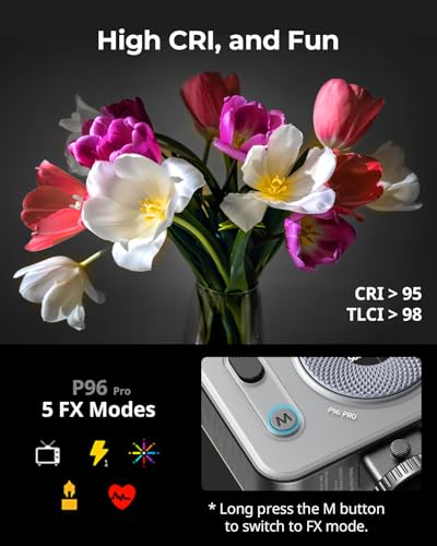 SMALLRIG Vibe P96 Pro Led Video Light, Portable Camera Light for Photography, Cold Shoe Light, CRI95+, 2500-6500K, 5 Effects, Fill Light Accessories for Content Creator, Streaming Black