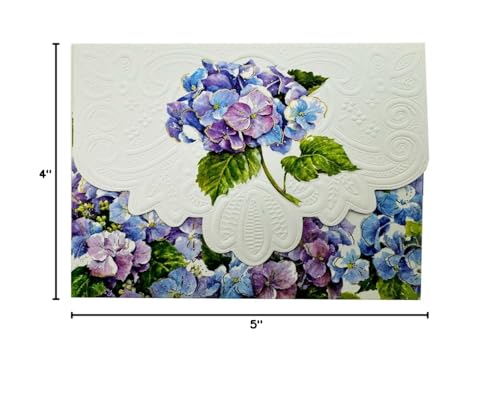 Poster Foundry Set of 3 - Blue Hydrangea Boxed Note Cards by Carol Wilson. 10 embossed 4x5 Die-Cut Notecards and Matching Stationery Envelopes in Decorative Gift Box with Magnetic Flap. NCP2101