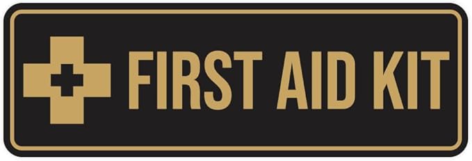 Standard First Aid Kit Sign (Black Gold) - Large