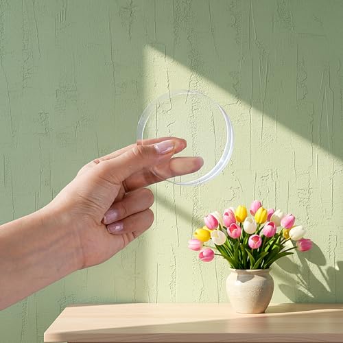 Remerry 8 Pcs Acrylic Round Blocks for Display Clear Polished Blocks Display Clear Acrylic Edge Polished Base Exhibition Riser for Table Showing Cosmetics Collectibles (Mixed Sizes) - size: Mixed Sizes