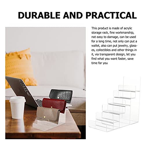DOITOOL 2Pack 6- Tier Acrylic Wallet Display Stand Holder, Clear Handbag Purse Display Stand Jewelry Display Riser Purse Handbag Organizer