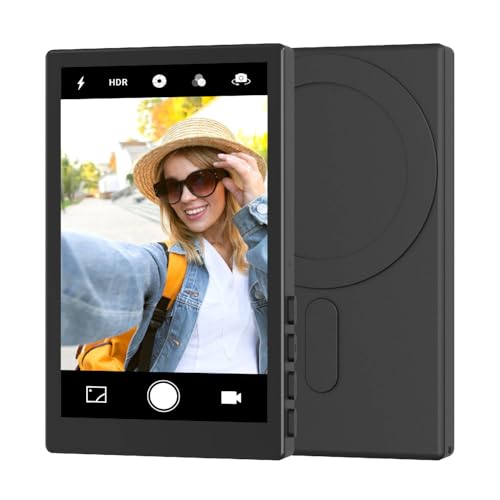 Magnetic Phone Vlog Selfie Monitor Screen, Back Camera Monito with Remote Controller, 1080P Display Wireless Connect, Compatible with iPhone/Android Phones, for Vlog, Live Stream, Travel Selfies