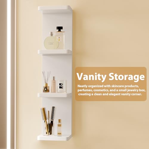 LitaEther Modern Lack Wall Shelf -Round Edge (White, 4 Tier) - color: White, size: 4 Tier
