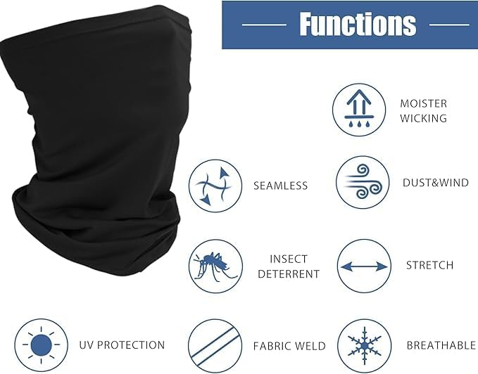 Sun Protection Face Mask Neck Gaiter - 9 Pack Breathable UV Protection Scarf for Men & Women, Hiking, Cycling, Fishing