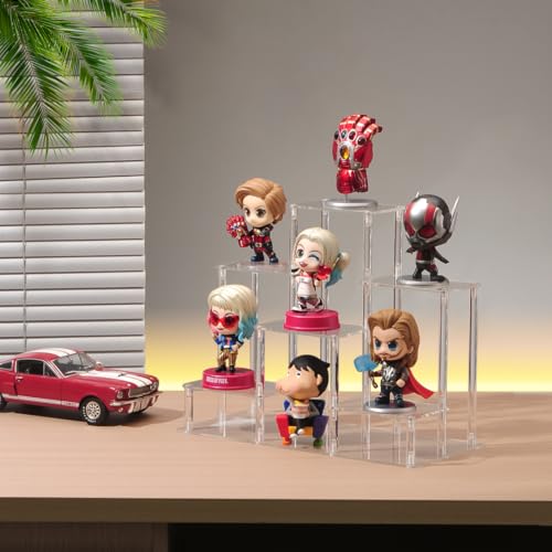 6 Tier Clear Action Figures Display Risers Stand Shelf, Acrylic Display Stands for Collectibles,Pop Figures Holder Perfumes Organizer,Large Rock Risers Rack - color: 6 Tier