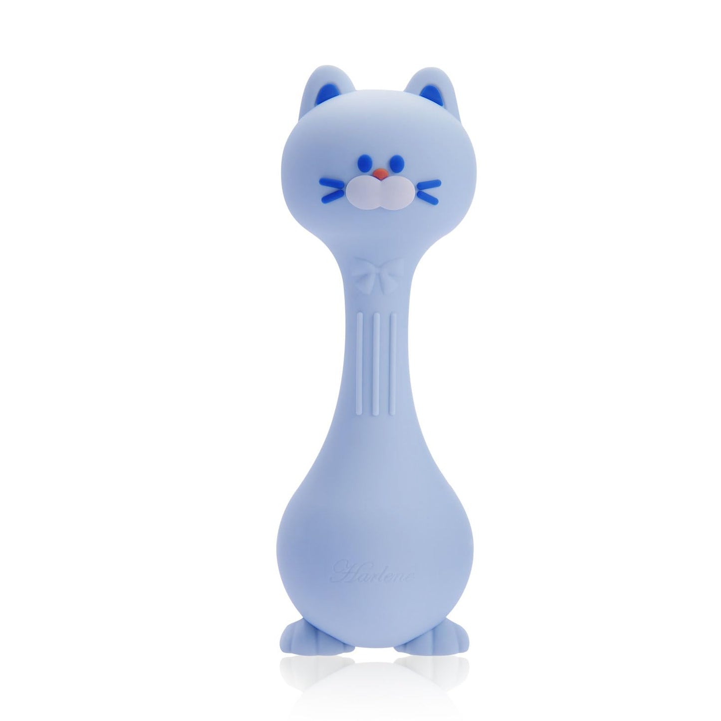 Baby Rattle Teething Toys Cat Silicone Teether Rattles for Baby 0-12 Months Food Grade Silicone (Blue)