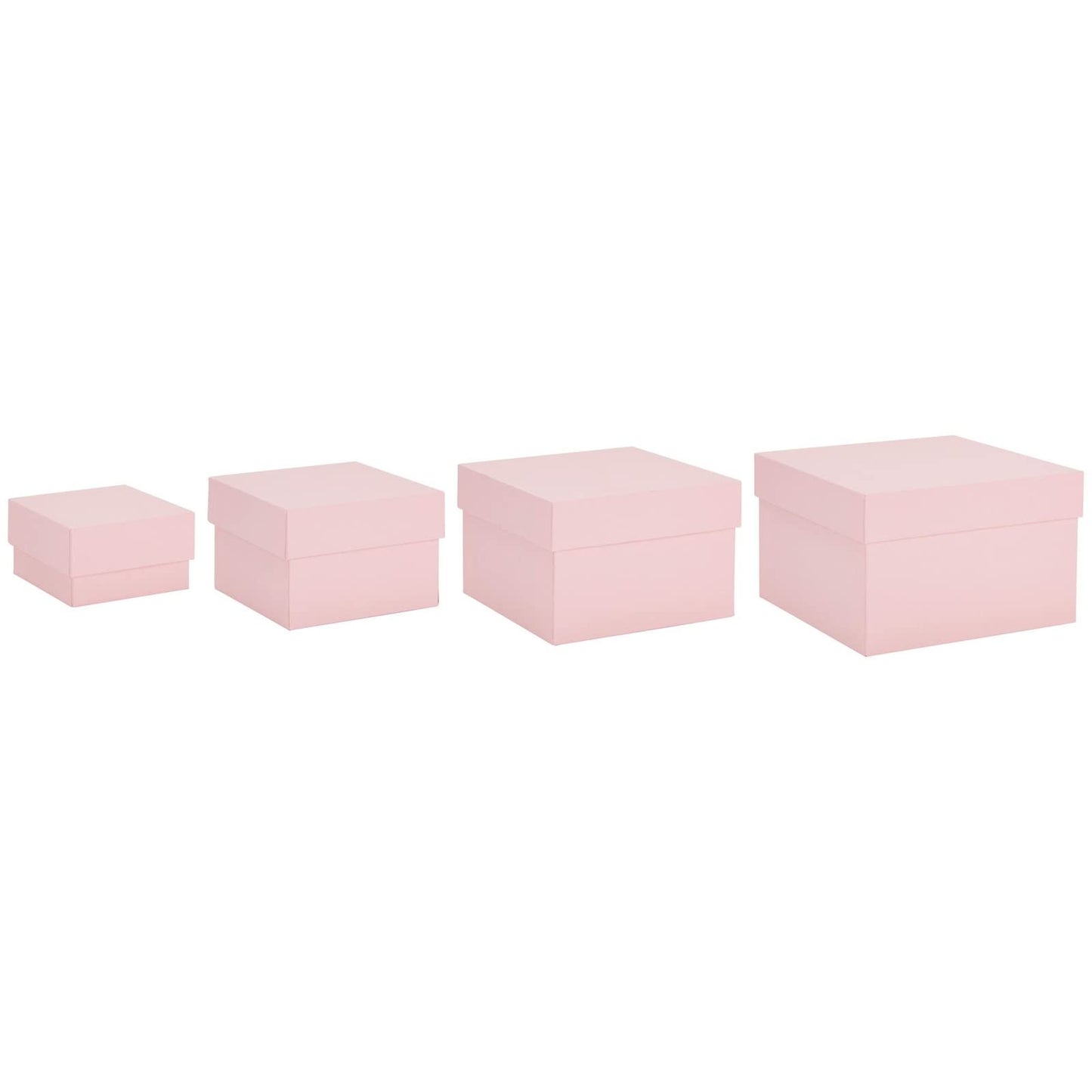 Stockroom Plus Gift Box Set - 4 Piece Assortment, Pink - Nesting & Stackable Pink Square Boxes with Lids for Weddings, Birthdays & Favors